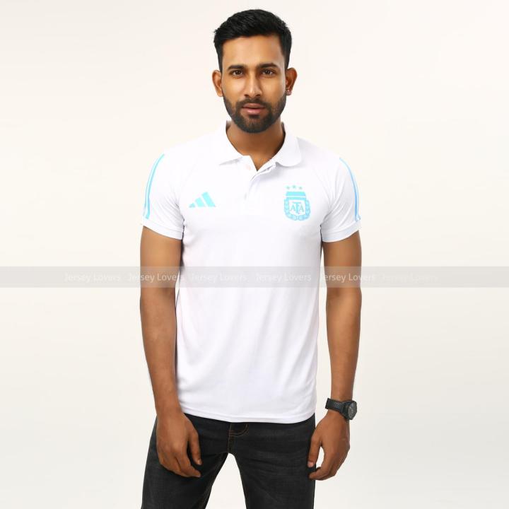 Argentina World Cup White Polo Three Star T-Shirt-Jersey 2024