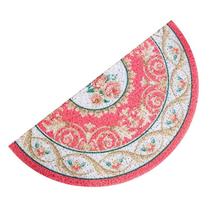 Semi-Circle Doormat, Anti Slip Marble Pattern Half Moon PVC Floor Mat,30X60cm