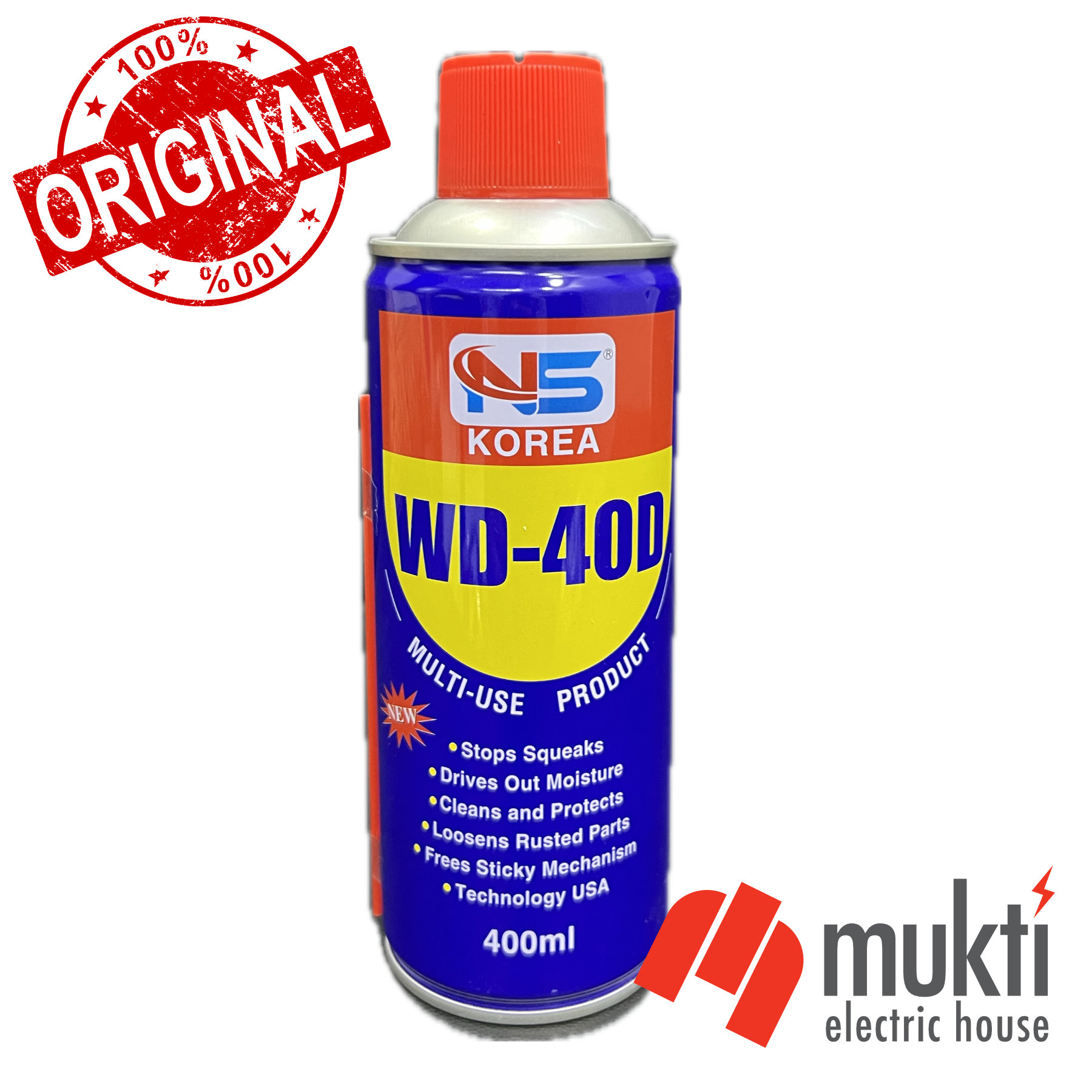 NS KOREA WD-40D 400ml Anti Rust Spray Multi Use Purpose Cleaner Remover Liquid Cleaning Zong Corrosion Inhibitor Lubricant Penetrant WD40