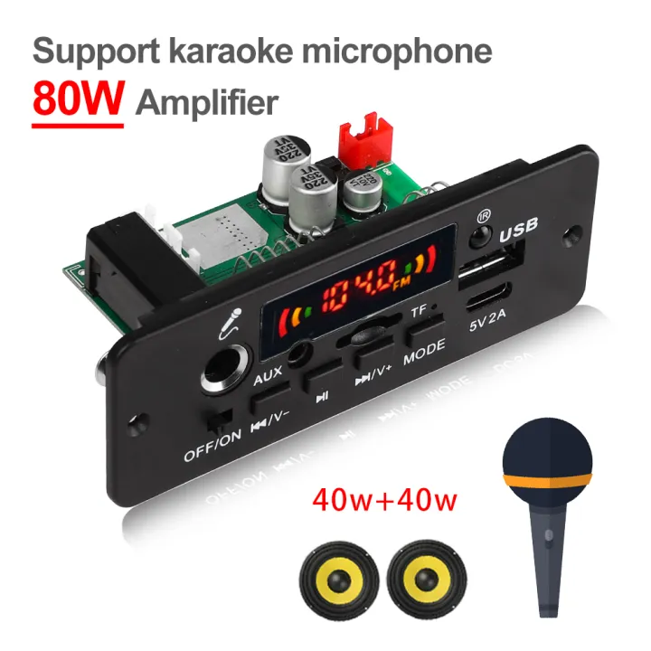 40W%2080W%20Amplifier%20DIY%20MP3%20Decoder%20Board%206.5mm%20Microphone%2012V%20Car%20MP3%20Player%20Bluetooth%205.0%20FM%20Radio%20TF%20AUX%20USB%20Handsfree%20Record%20-%20Image%206