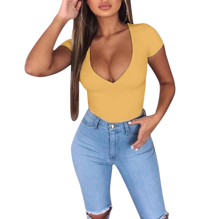 Women%20Body%20Suit%20Casual%20Slim%20Jumpsuit%20Romper%20Girl%20Bodysuit%20Solid%20Short%20Sleeve%20Suit%20Clothes%20Clothing%20Catsuit%20Top%20Para%20-%20Image%205
