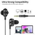 Dual Drivers Earphones Headphones With Mic And Volume Control 3.5mm Audio Jack Headset For IOS Android (gift). 