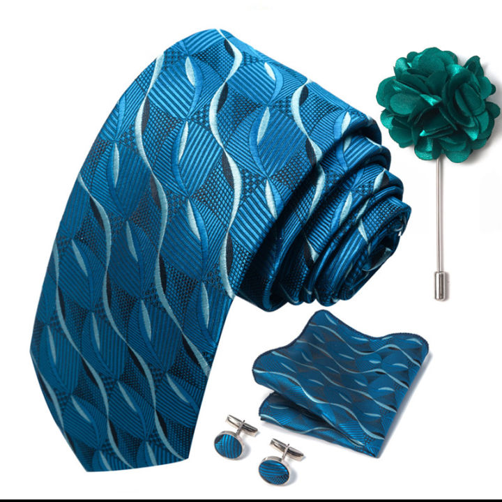 Luxury%20Fashionable%20Neck%20Tie%20+%20Pocket%20Square%20+%20Cufflinks%20&%20Lapel%20Flower%204%20item%20Tie%20Set%20For%20Men%20(1Set)-No%20Box%20-%20Image%203