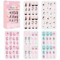 120Pcs Candy Child Nail Tips Kids False Nail Girls Cartoon Press on Nails Colorful Festival Full Cover Nails Cute Manicure Tools. 