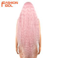 42 Inches Lace Wig Hair Synthetic Wigs For Black Women Ombre Blonde Pink Water Wavy Long Curly Hair Wig Cosplay. 