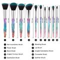 Maange 10pcs Crystal handle brush Set Blue. 
