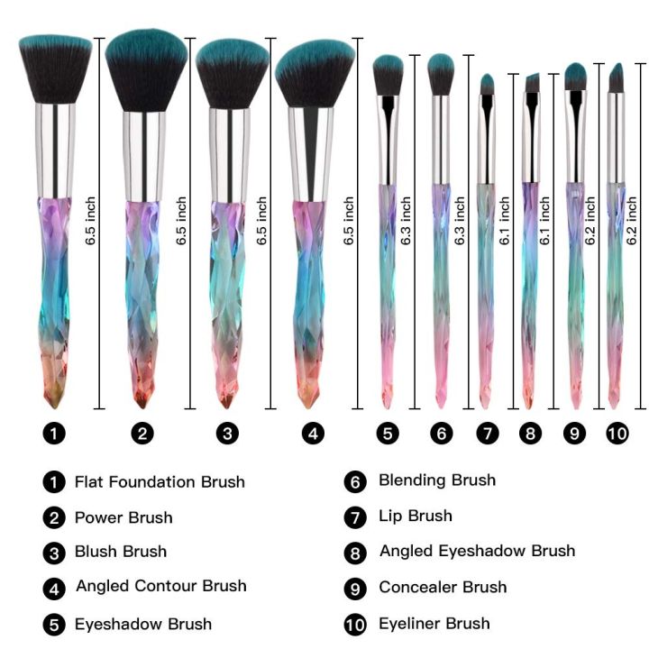 Maange%2010pcs%20Crystal%20handle%20brush%20Set%20Blue%20-%20Image%203