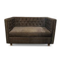 Chesterfield Two Seater Wooden Velvet Sofa. 