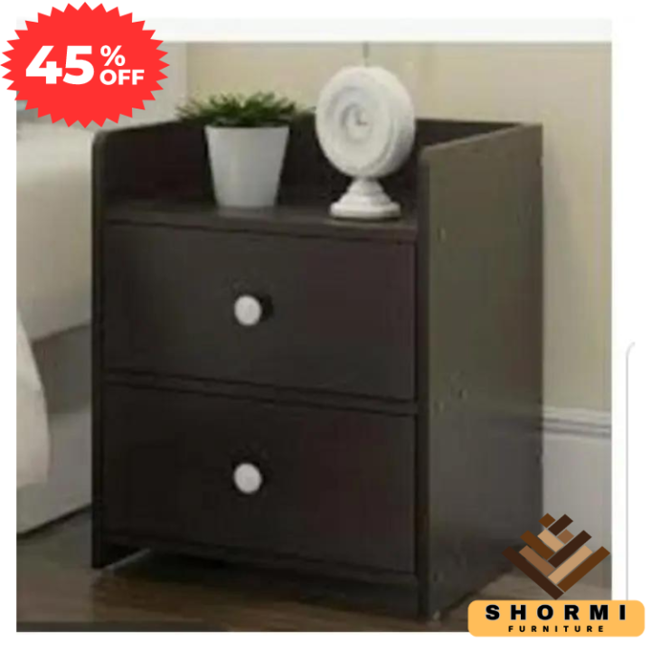 Indispensable - Bed Side Table with Two Large Drawer Size- L12 + W16 + H20Inch by Shormi Furniture - Furniture & Decor- Vibes
