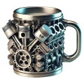 V6 Engines Stainless Steel Cup Coffee Mug Car Engine Coffee Cup with Insulated Handle for Car Lovers Gift. 