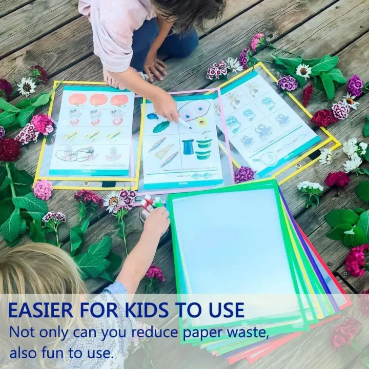 Dry%20Erase%20Pockets%20Sleeves,%20(10%20Pack)%20A4%20Paper%20Job%20Ticket%20Holders,%20Reusable%20Dry%20Erase%20Sheets%20for%20Classroom%20Worksheets%20-%20Image%207