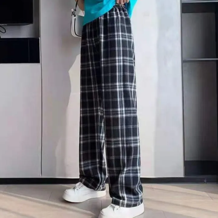Plaid%20Wide-leg%20Pants%20Women's%20Korean%20Casual%20Trousers%20New%20Student%20Light%20Loose%20High-waist%20Straight-leg%20Casual%20Pants%20Lattice%20Print%20-%20Image%207