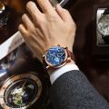 Sun Moon Star Multifunctional Men's Watch Casual Calendar Chronograph Men's PU Leather Quartz Watch, Ideal choice for Gifts. 