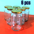 4/6/12 Pcs 500ml Glass Jars – Full Airtight Kitchen Storage Containers with Stylish Gold Cap.