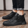 【selevn roind】 Men Boots Winter High Top Leather Shoes Fashion Cotton Shoes Fashion Ankle Boots Business Casual Outdoor Shoes Male Sneakers New.