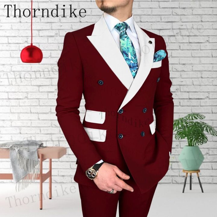 Thorndike%20High%20Quality%20Grey%20Men's%20Business%20Double%20Breasted%20Solid%20Color%20Suit%20Coat%20/%20Male%20Slim%20Wedding%202%20Pcs%20Blazers%20Jacket%20Pant%20-%20Image%208
