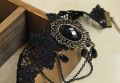 Retro Black Lace Tassel Choker Necklace Clavicle Chain False Collar Gothic Style Adjustable Lace Necklace for Women Girls.