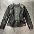 Natural Leather Women Lambskin Leather Jacket Long Sleeves 100% Sheepskin Leather Coat H8220. 