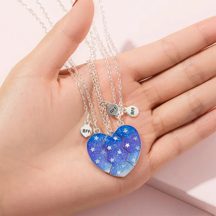 Qpeach%203Pack%20Heart%20Flower%20Butterfly%20Star%20Glitter%20Pendant%20Best%20Friend%20Girls%20BFF%20Necklace%20of%203%20for%20Kids%20Friendship%20Jewelry%20Gifts%20-%20Image%204
