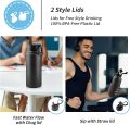 32 oz 1L Insulated Water Bottle with Straw Lid and Spout Lid,Stainless Steel Sports Water Bottle,Double Wall Vacuum ThermosBasketball.