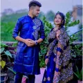 Stylish & fashionable New Matching best/Coupple Dress/For Men & Women / Saree & Panjabi/ (Combo Set)). 