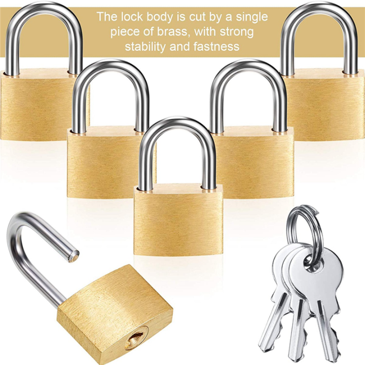 12%20Pack%20Mini%20Padlock%20Small%20Padlock%20Solid%20Brass%20Locks%20Gold%20Brass%20with%203%20Key%20for%20Luggage%20Lock,Backpack,Gym%20Locker%20Lock,Suitcase%20Lock%20-%20Image%203