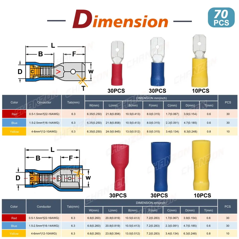 Insulated s 150-600pc 10-22 Gauge Female Male Insulated Wire