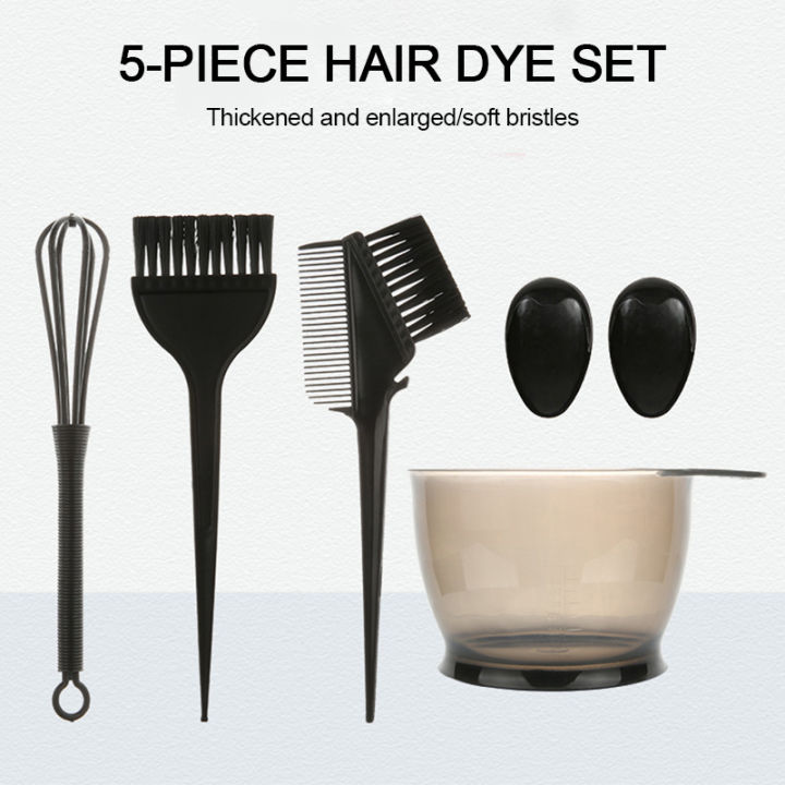 Hair Dye Color Brush Bowl Set with Ear Caps Mixing Rod Hair Tint Dying Coloring Applicator Brush Hairdressing Style Accessories