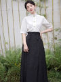 New Chinese Style Jacquard Horse-Face Skirt Improved Hanfu Women's Clothing Summer New Han Elements Daily Long Skirt Suit.
