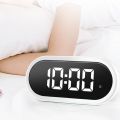 Digital Alarm Clock with Large LED Display, Portable Bedside Clock with Fully Adjustable Dimmer, 12/24H, Snooze White. 