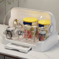 Portable Baby Bottle Drying Rack with Dustproof Lid, White. 