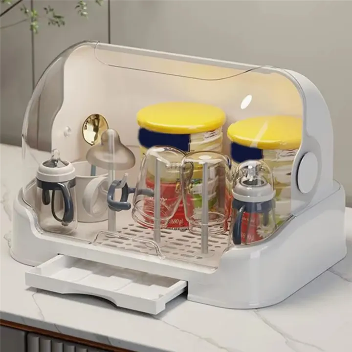 Portable%20Baby%20Bottle%20Drying%20Rack%20with%20Dustproof%20Lid,%20White%20-%20Image%202