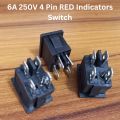 3Pcs- 6A MINI ROCKER Switch 6A 250V 4 Pin RED BLACK Color Switches 4Pin On Off 2 Positions Full Illuminated Neon RED Indicators DPST Power Switch For Auto Car Boat IPS UPS. 