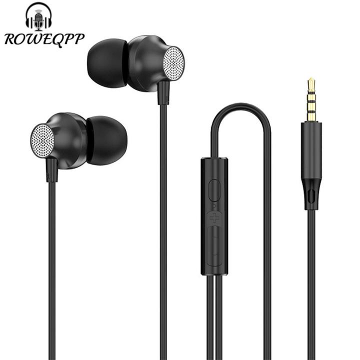 ROWEQPP 3.5mm In-ear Wire-controlled Earphone Copper Driver Hifi Subwoofer Music Headset Comfortable Sport Headphones