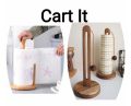 Wooden Kitchen Standing Tissue Paper Towel Roll Rack Holder Holders Toilet Roll Stand Weighted Base. 