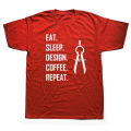 Eat Sleep Design Repeat Funny Architect Architecture T Shirts Streetwear Short Sleeve O-Neck Harajuku T-shirt Men. 