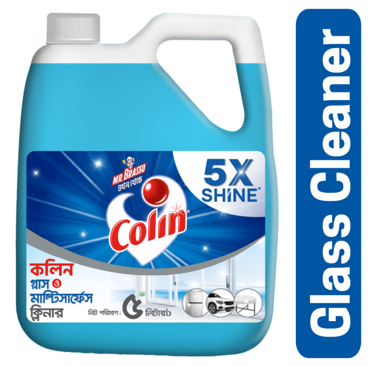 Colin Glass & Household Cleaner 5L Mega Refill Super Saver Pack with Ultra Shine Formula for TV, Electronics, Fridge, Laminated Furniture, Mirror, Car Windshield
