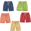 Elegantstunning Summer Kids Cotton Shorts Casual Loose Solid Color Short Pants For Boys Girls 3-8 Years Old.