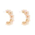 【GuangDa Girls' Earrings Korean Ins Net Red Trendy New Earrings C-shaped Pearl White 6 Flowers Fresh and Versatile Fashion Accessories Earings for Women. 