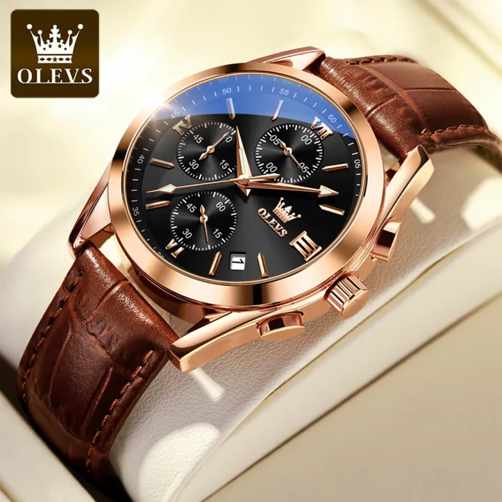 Olevs%202872%20Brown%20PU%20Leather%20Chronograph%20Wrist%20Watch%20For%20Men%20-%20Image%202