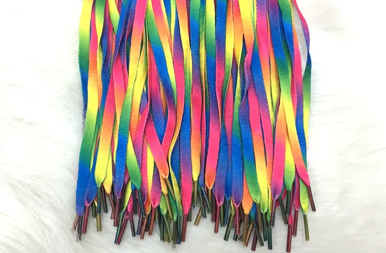 Fashion Colorful Laces Rainbow Gradient Print Flat Canvas Shoe Laces, Shoe Laces For Sneakers, Shoe Strings Casual Color Shoelaces 120cm/47.24 In, 1 - Foto 11