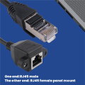 1FT RJ45 Male to Female Screw Panel Mount Ethernet LAN Network Extension Cable. 
