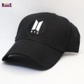 Black BTS Embroidery Back Side BTS Logo Curved Baseball Cap For Men And Women. 
