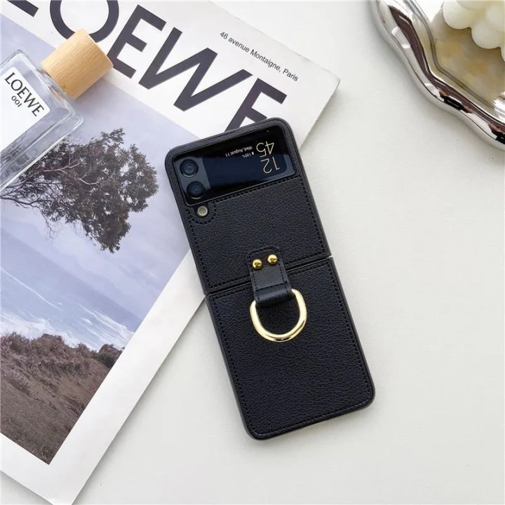 For%20Samsung%20Z%20Flip%201%202%203%20Case%20With%20Ring%20Buckle%20Retro%20PU%20Leather%20Shockproof%20Phone%20Case%20For%20Samsung%20Galaxy%20Z%20Flip%204%205%20-%20Image%202