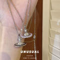 vivienne westwood  3D Saturn Pearl Pendant Necklace Vintage Luxury Advanced Sense. 