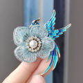 Chinese style cloth flower embroidery bird brooch pearl rhinestone corsage pearl clothing accessories brooch. 