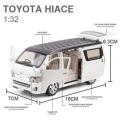 1:32 Toyota Hiace Van Diecasts Alloy Car Luxurious Simulation Toy Vehicles Metal Car 6 Doors Open Model Car Sound Light Toys. 