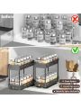 WORTHBUY Double-layer Seasoning Jar Plastic Storage Rack Shelves Pull-out Spice Jar Storage Organizer For Kitchen Cabinet. 