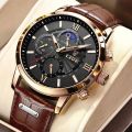 2024 New Mens Watches LIGE Top Brand Luxury Leather Casual Quartz Watch Men's Sport Waterproof Clock Watch Relogio Masculino+Box. 
