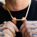 Stylish Men Stainless Steel Flat Snake Neck Necklace.